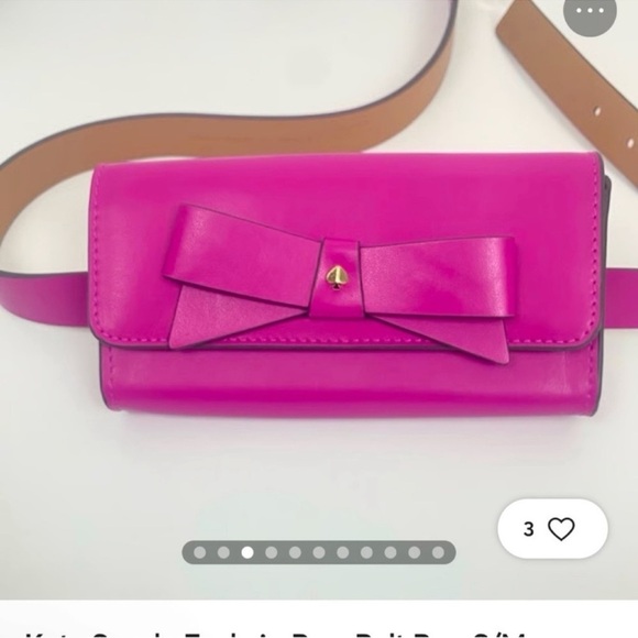 KATE SPADE BERRY PINK BELT BOW BAG! Adjustable up to 40”L! NWT - Picture 2 of 7